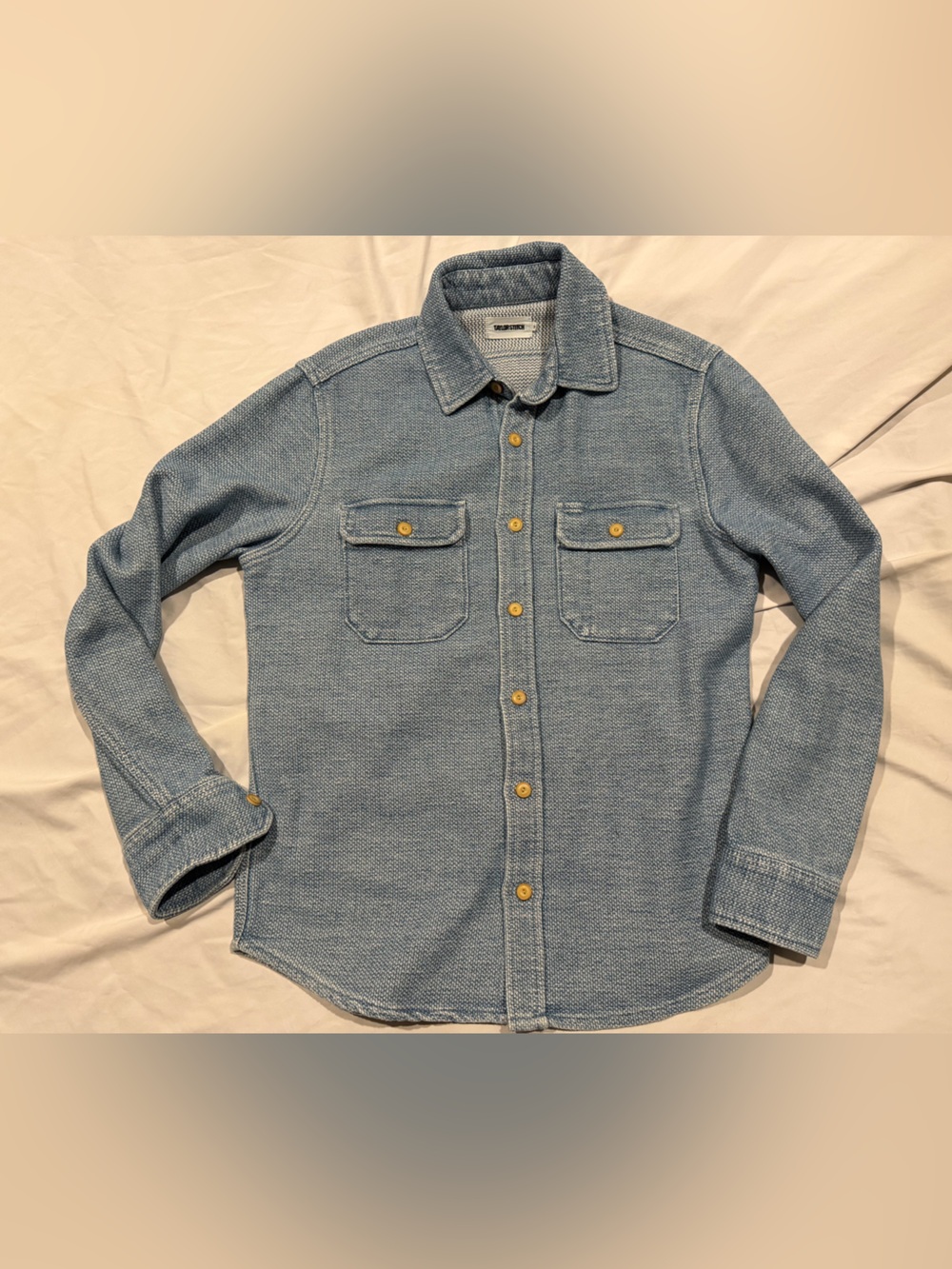 Taylor Stitch Division Sashiko Washed Indigo  Textured Shirt 38 small